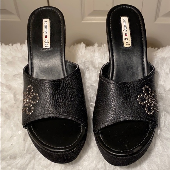 Tommy Hilfiger Shoes - Tommy Girl black wedge sandals